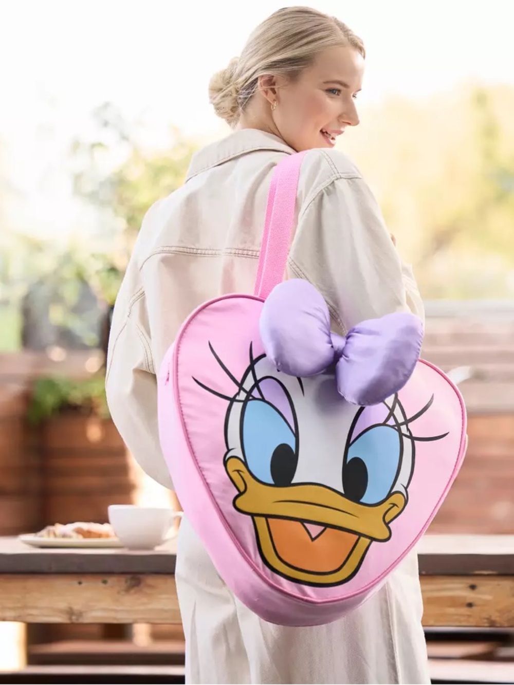 Daisy Duck Pink Heart BIG FACE Crossbody Bag-Disney Park